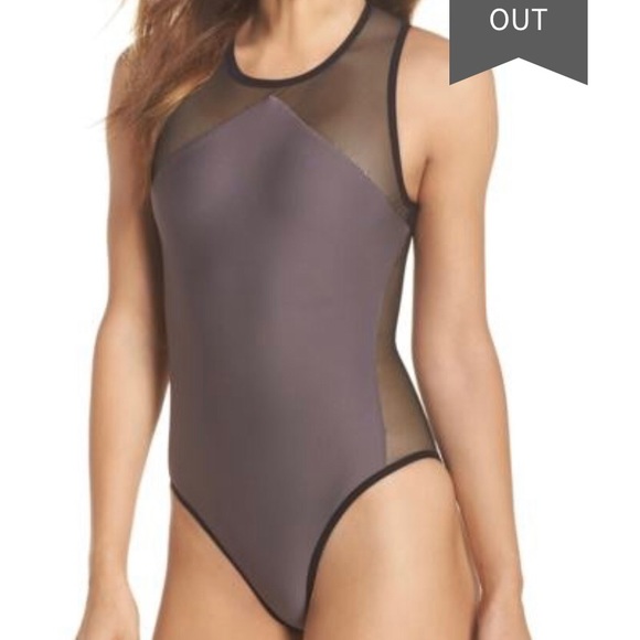 sheer panel swimsuit